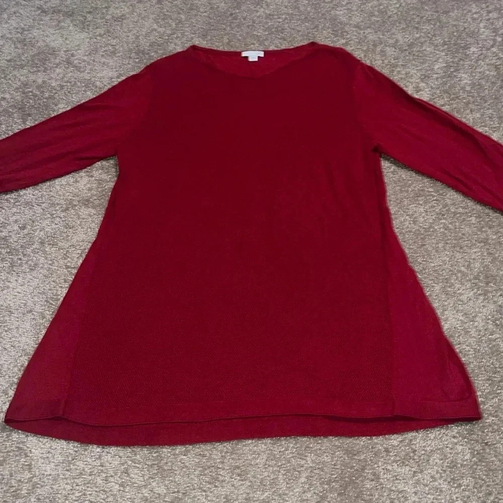 J Jill Flare Bottom Sweater- 3/4 sleeves- size medium - Red Wine Color - FF